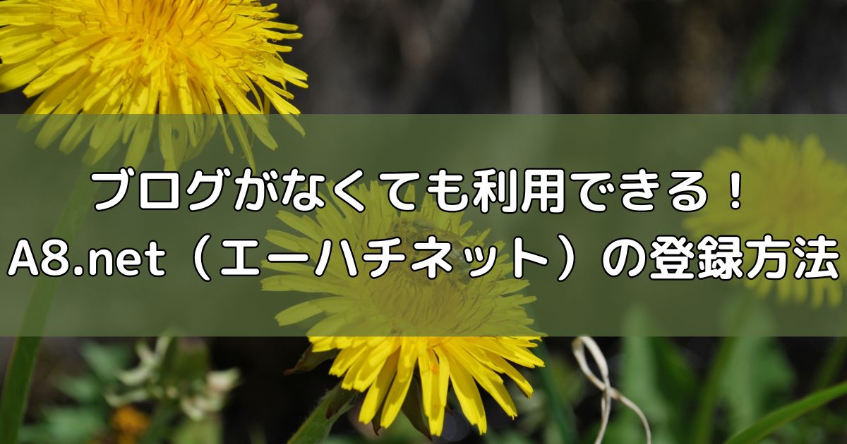 A8.netの登録方法（ブログなし）